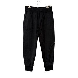 James Perse Black Cotton Tapered Drawstring Jogger Pants Womens Size Large